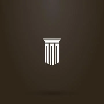 Vector flat art shield-shaped sign of an ancient greek column Stock Illustration
