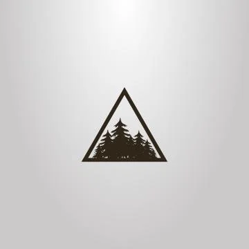 Vector flat art sign of a coniferous forest in a triangular frame Stock-Illustration