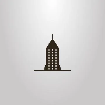 Vector flat art sign of skyscraper with a spire	 Stock Illustration