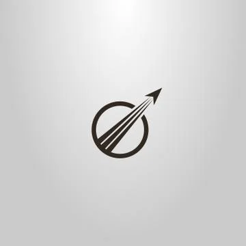  vector flat art sign of takeoff abstract aircraft in a round frame Illustrazione stock