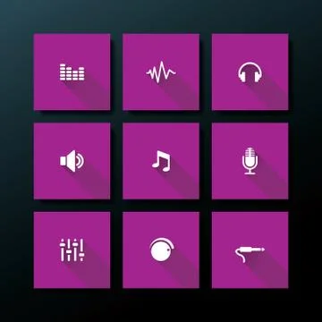 Vector flat audio icon set Stock Illustration