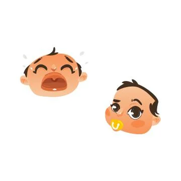Vector flat baby face expression emotion set Illustrazione stock
