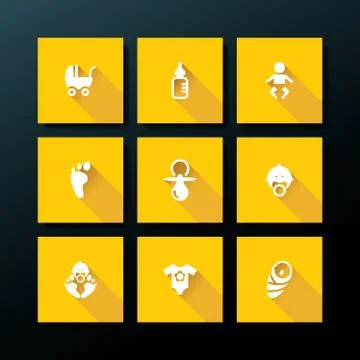 Vector flat baby icon set Stock Illustration