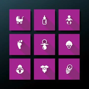 Vector flat baby icon set Stock Illustration