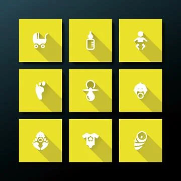 Vector flat baby icon set Stock Illustration