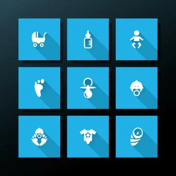 Vector flat baby icon set Stock Illustration