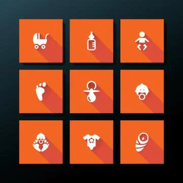 Vector flat baby icon set Stock Illustration