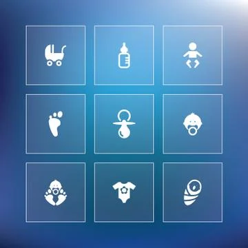 Vector flat baby icon set Stock Illustration