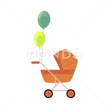 Vector flat baby stroller, carriage pram isolated Stock Illustrationen