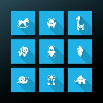 Vector flat baby toy icon set Stock Illustration