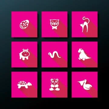 Vector flat baby toy icon set Stock Illustration