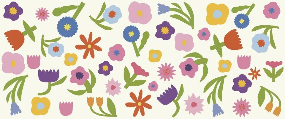 Vector flat background. Bright modern floral pattern. Perfect for template 스톡 일러스트