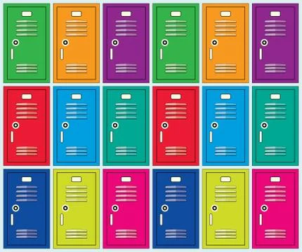 Vector flat background of colorful school lockers Illustrazione stock