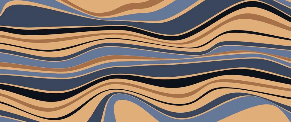 Vector flat background. Light waves in blue-orange colors. Style 70. Suitable Stock Illustration