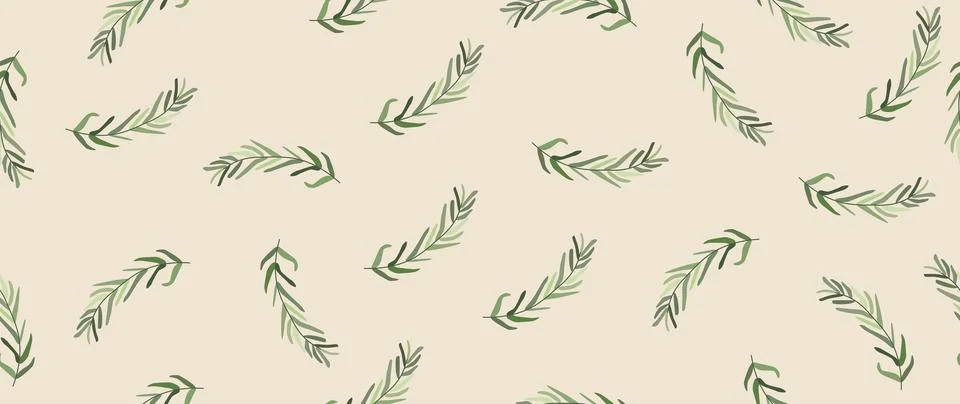 Vector flat background. Modern floral seamless print. Cute green leaves. Modern Illustrazione stock
