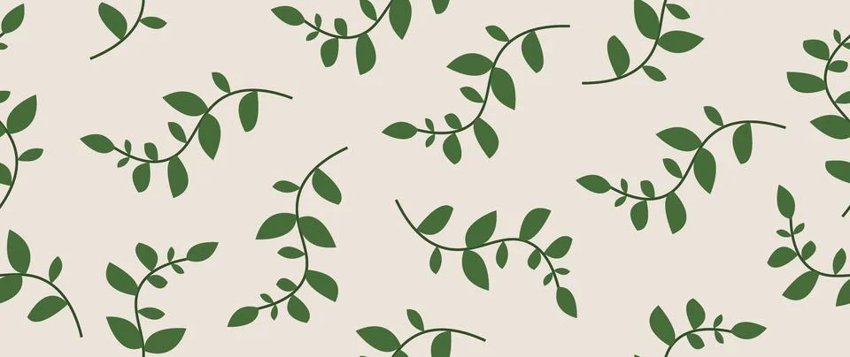 Vector flat background. Wallpaper with a seamless pattern of green leaves on a Illustrazione stock