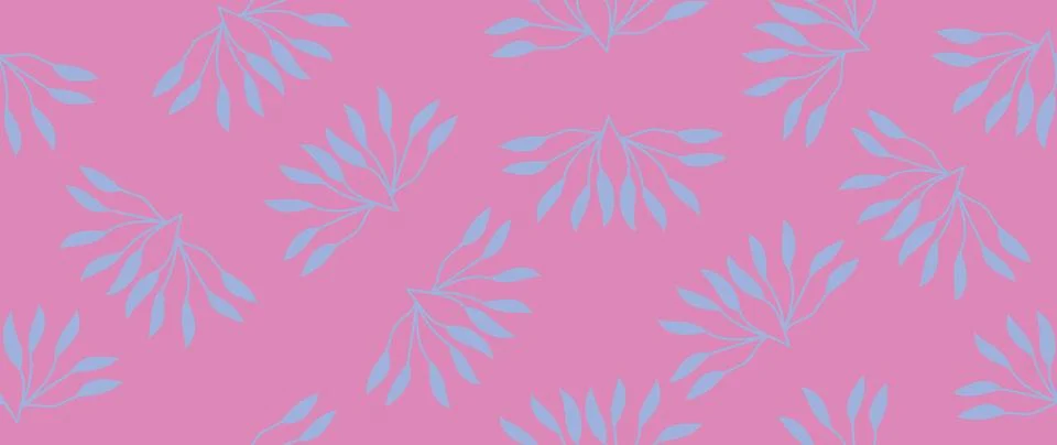 Vector flat background. Wallpaper with a seamless pattern of leaves on a pink Ilustração Stock