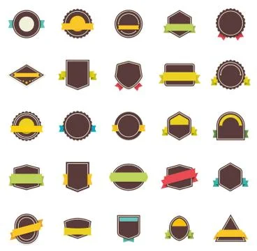 Vector flat badges and ribbons Stock Illustration