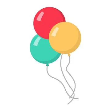 Vector flat balloon birthday icon illustration party design. Stock Illustration