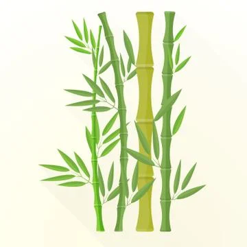 Vector flat bamboo plants illustration icon. Stock Illustration