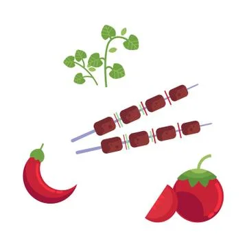 Vector flat barbecue, bbq grill symbols set. Illustrazione stock