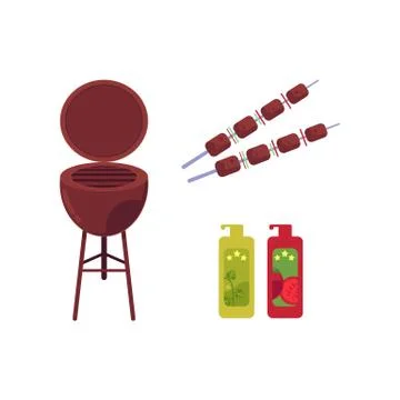 Vector flat barbecue, bbq grill symbols set. Illustrazione stock
