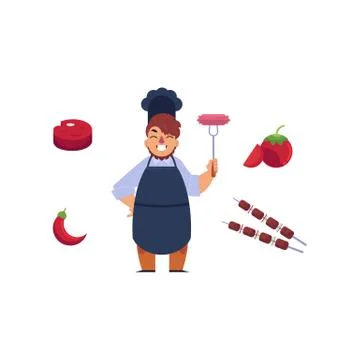 Vector flat barbecue, bbq grill symbols set. Illustrazione stock