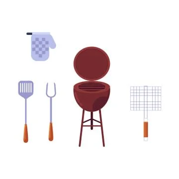 Vector flat barbecue, bbq grill symbols set. Illustrazione stock