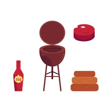 Vector flat barbecue, bbq grill symbols set. Illustrazione stock