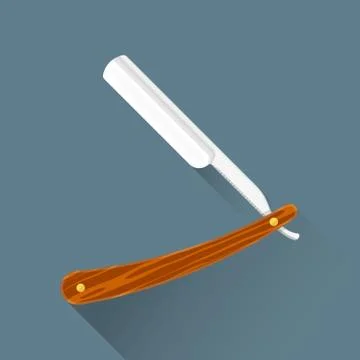 Vector flat barber cut throat razor illustration icon. Stock Illustration