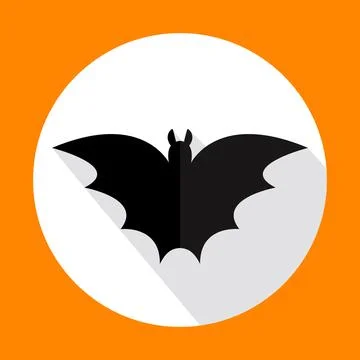 Vector flat bat icon with long shadow. Stock Illustration