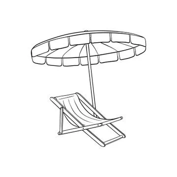 Vector flat beach lounger with sun umbrella icon Stock Illustration