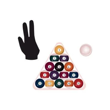 Vector flat billiard, snooker symbols set Stock Illustration