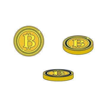 Vector flat bitcoin golden coins set. Stock Illustration