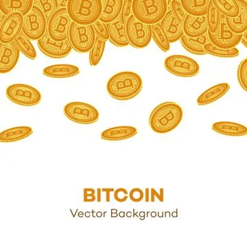 Vector flat bitcoin golden coins falling set. Illustrazione stock
