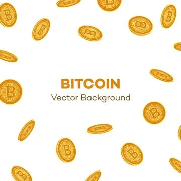 Vector flat bitcoin golden coins falling set. Illustrazione stock