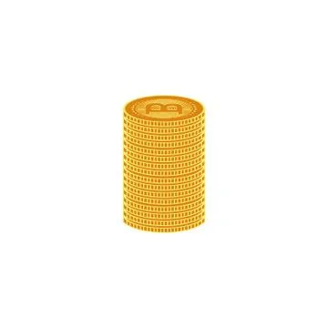 Vector flat bitcoin golden coins column stack Stock Illustration
