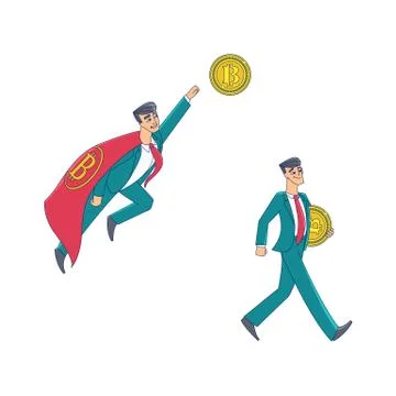 Vector flat bitcoin mining businessman concept set Illustrazione stock