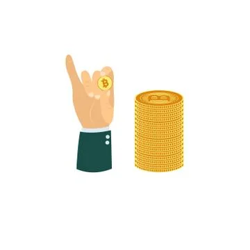 Vector flat bitcoin mining symbols set Stock Illustration