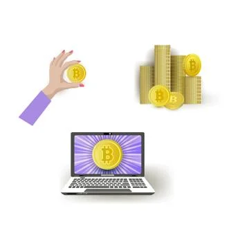 Vector flat bitcoin symbols set Stock Illustration