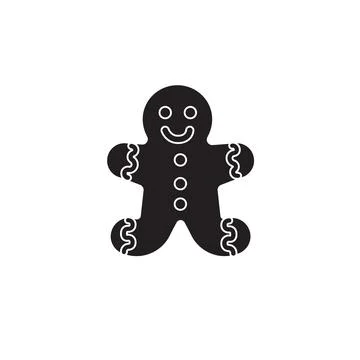 Vector flat black colored ginger bread Stock Illustration