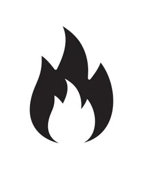 Vector flat black fire icon on white background Stock Illustration