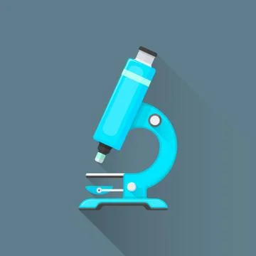 Vector flat blue microscope illustration icon. Stock Illustration