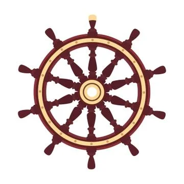 Vector flat boat handwheel, ship wheel helm Stock Illustration