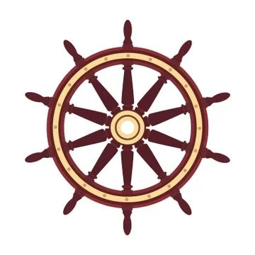 Vector flat boat handwheel, ship wheel helm 스톡 일러스트