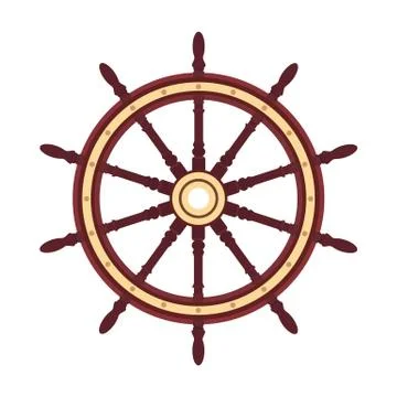 Vector flat boat handwheel, ship wheel helm Stock Illustration