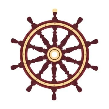 Vector flat boat handwheel, ship wheel helm 스톡 일러스트