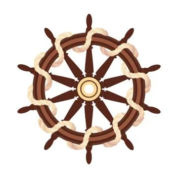 Vector flat boat rope handwheel, ship wheel helm Stock Illustration