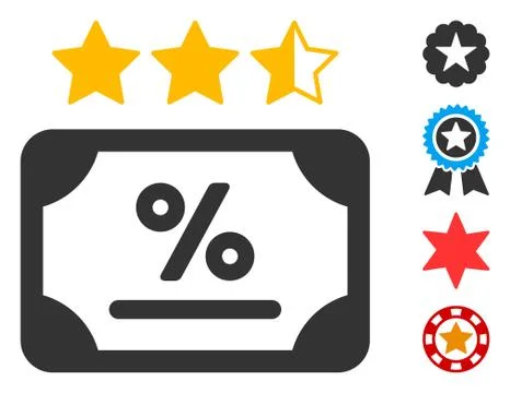 Vector Flat Bond Rating Icon with Bonus Icons Stock Illustration