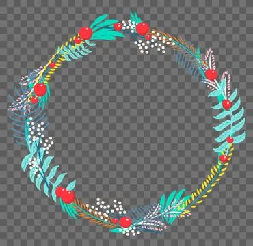 Vector flat botanical wreath 库存插图